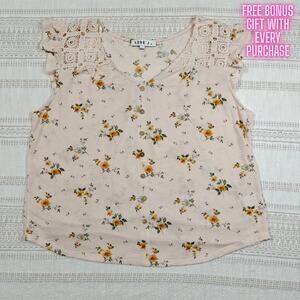 Love J Pink Floral Lace Shoulder Sleeveless Blouse Size XL New